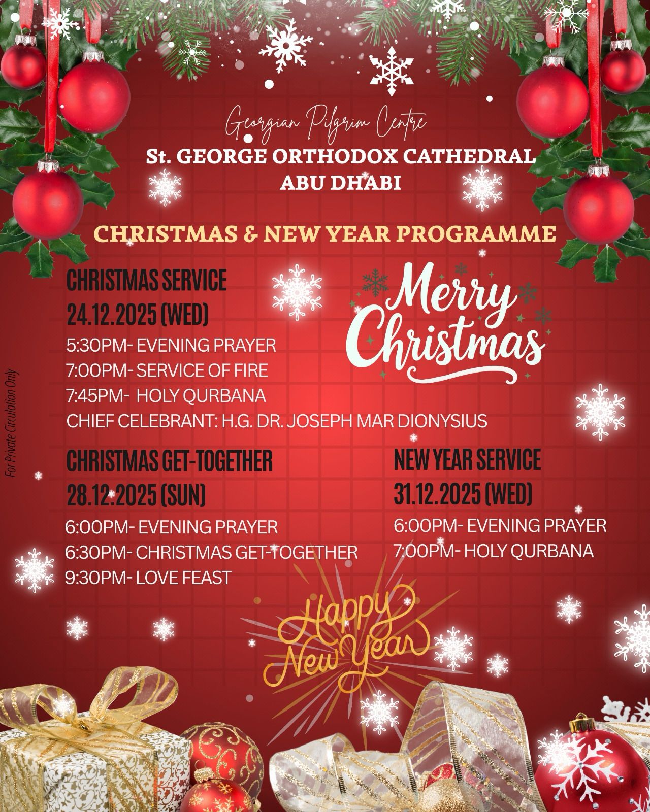 Christmas and New year Service Schedule