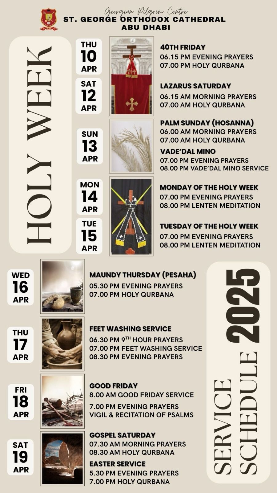HOLY WEEK SCHEDULE-ST.GEORGE ORTHODOX CATHEDRAL, ABU DHABI (CLICK ON THIS TEXT)